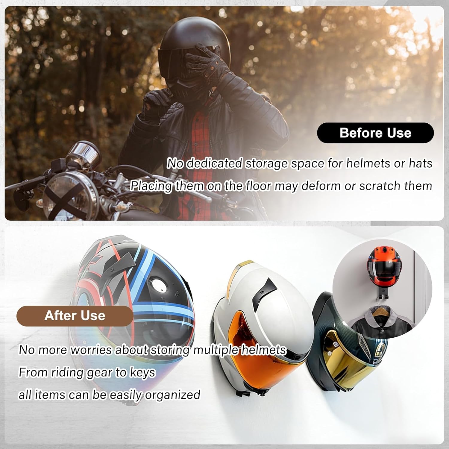 Motorcycle Helmet Holder Wall  – Cycling Gear Wall Hanger recenzja i cena