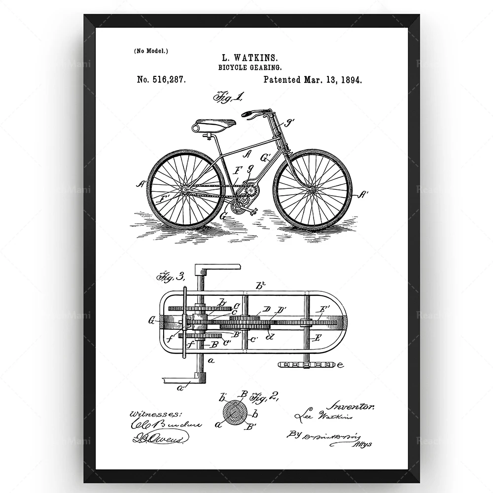 Bicycle Gears 1894 Patent Prin – Cycling Gear Gifts recenzja i cena