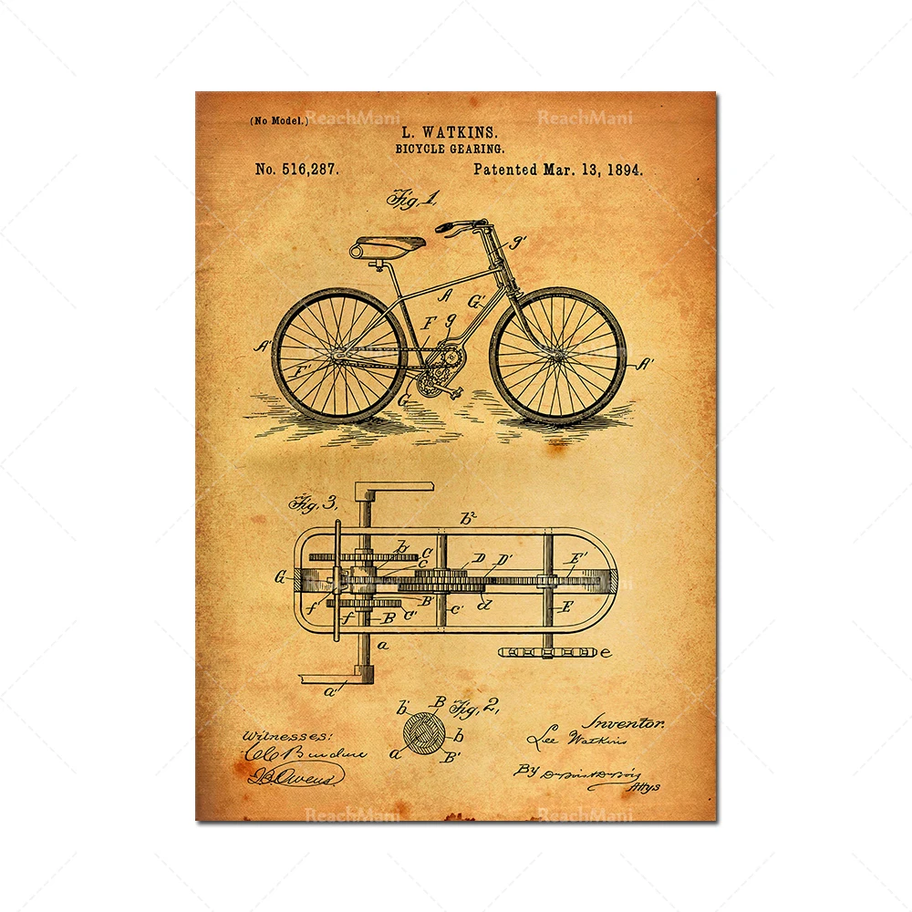 Bicycle Gears 1894 Patent Prin – Cycling Gear Gifts recenzja i cena